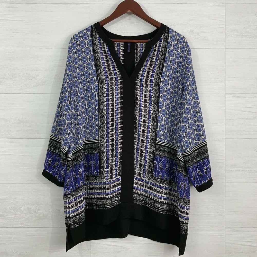 NYDJ Blue Bandanna Print Tunic Blouse - Picture 1 of 5